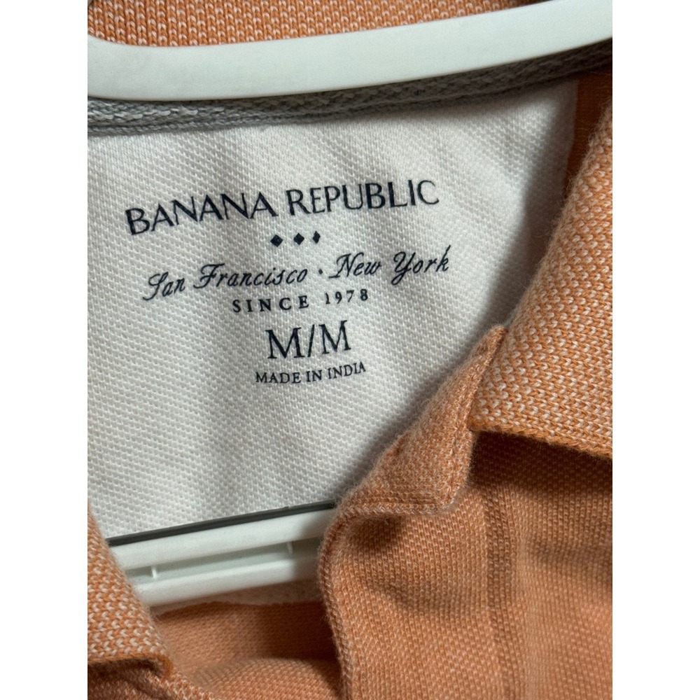 banana republic mens polo shirt m peach orange elephant logo pique